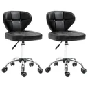 Set of 2 work stools with backrest 72-87 cm height adjustable office dark grey 45 x 47 x 72-87 cm