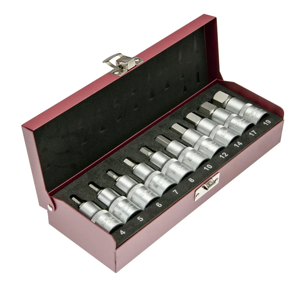 1/2" socket set with hexagon sockets, 10 pieces