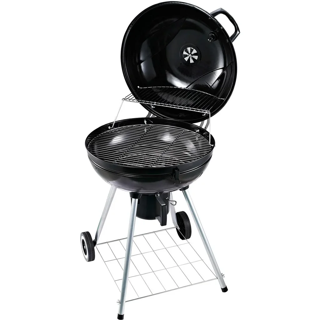 Grill cart charcoal grill standing grill ball grill BBQ round with ash catcher metal black Ø57 x 94 cm