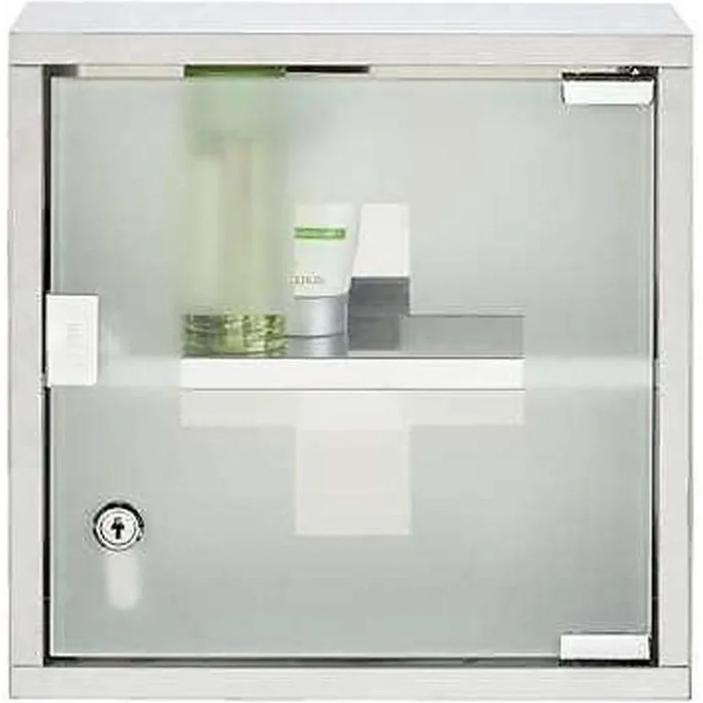 Modern medicine cabinet - with lock - made of stainless steel