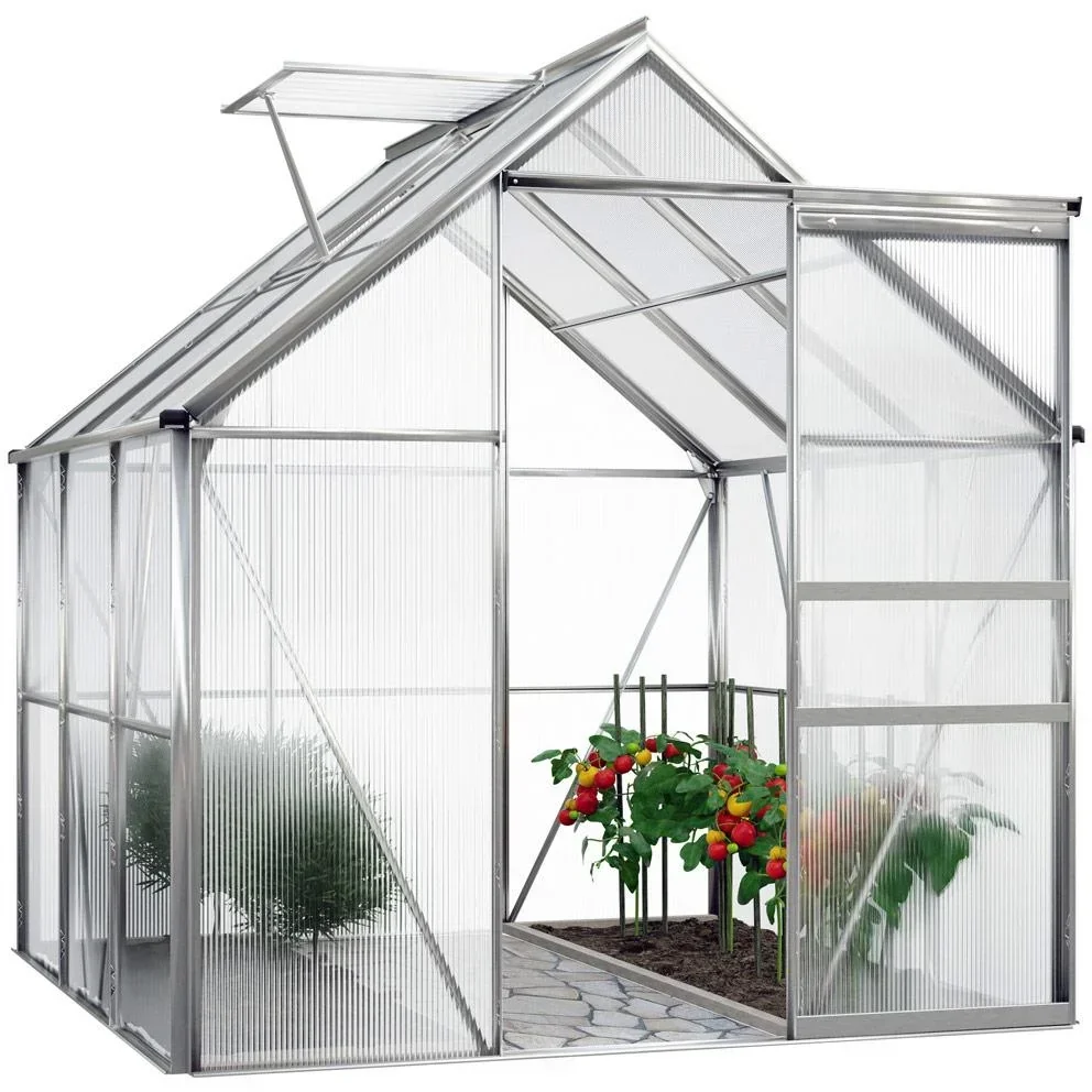 Aluminum greenhouse 5.85m³ with windows and gutter M4