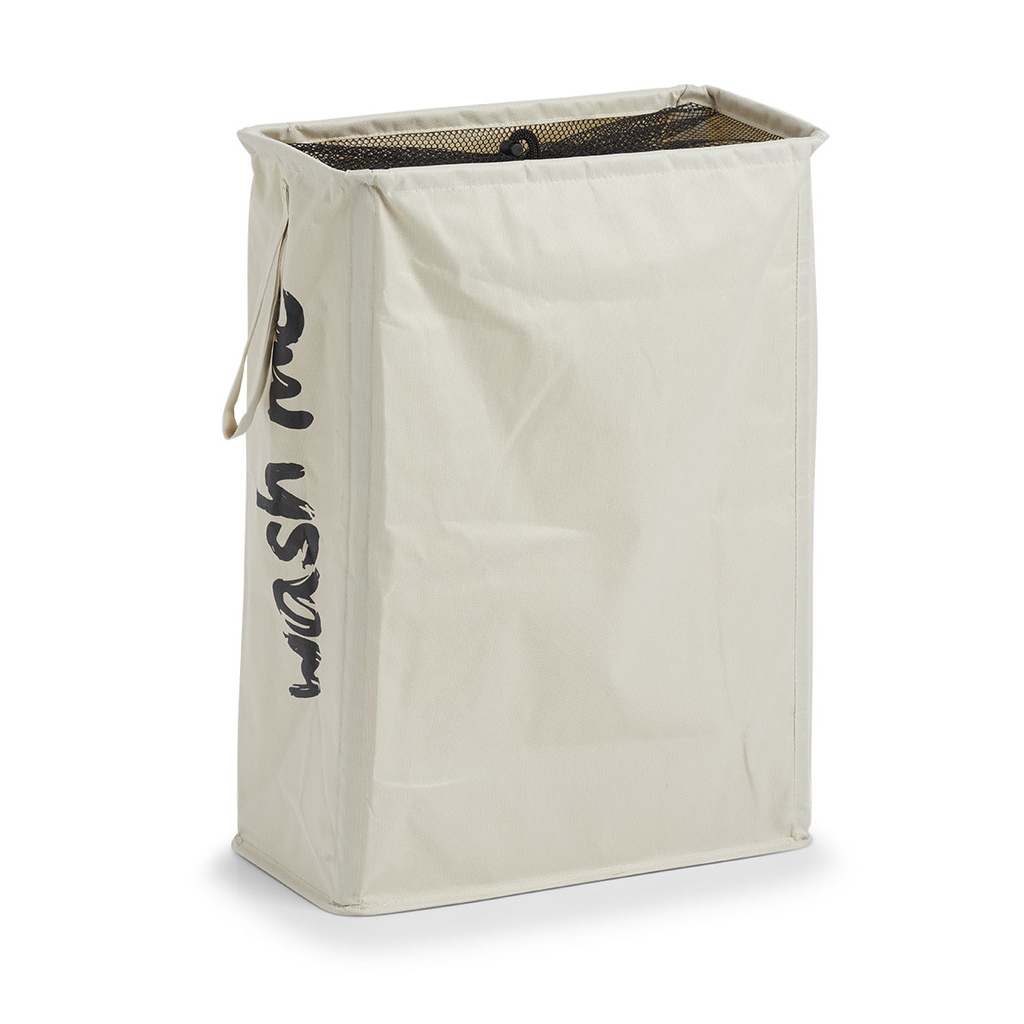 Laundry basket "Wash me", polyester, beige