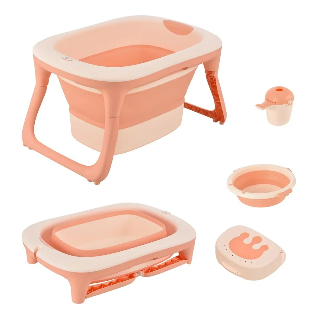 Baby bathtub with sink and shampoo cup