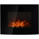 LED electric fireplace with heating function and remote controls, black