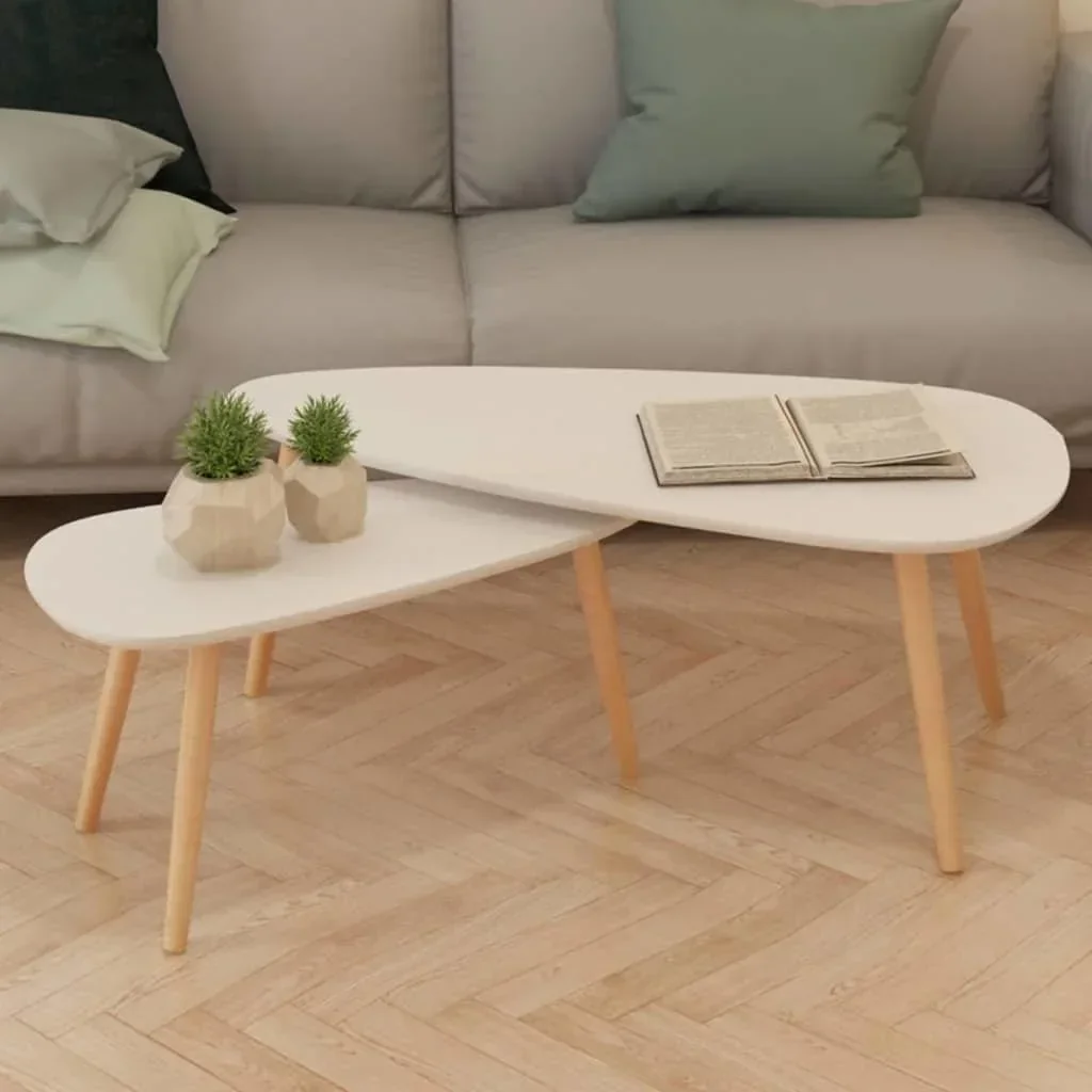 2 piece coffee table set solid pine white
