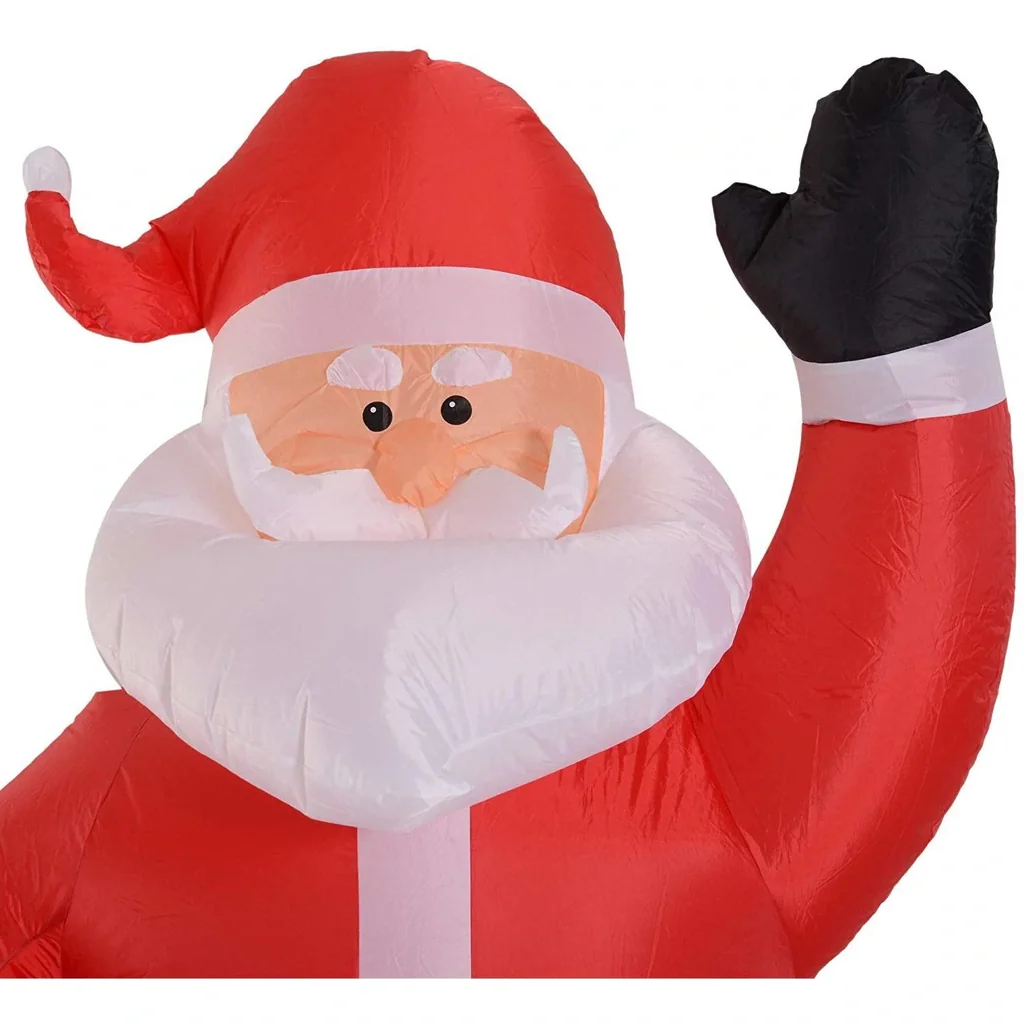 Self-inflatable Santa Claus with gift bag LED blower red