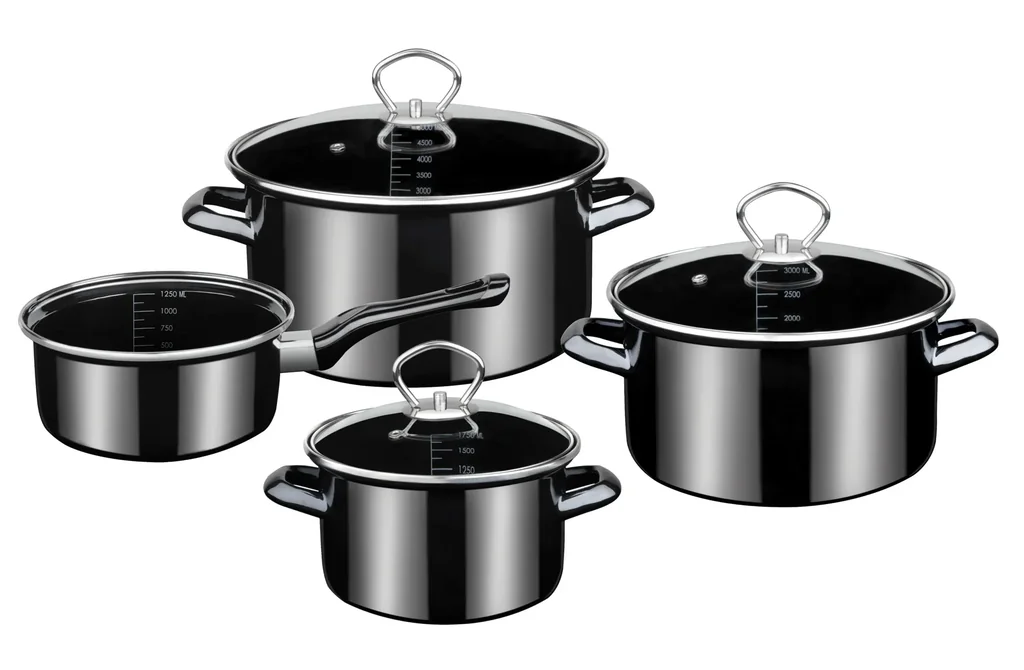 7-piece professional Black Star enamel cookware set