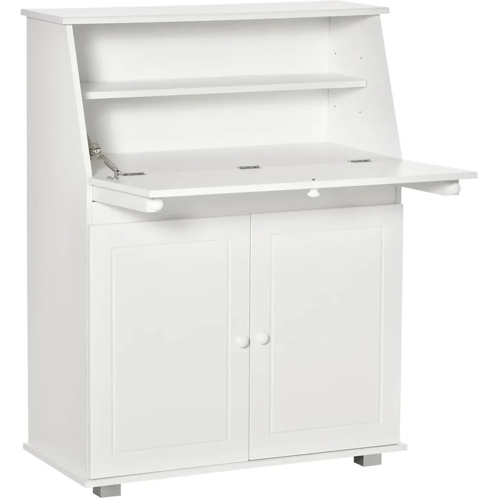 Secretary desk chest of drawers writing chest of drawers flap secretary space-saving computer table with cupboard white 82 x 38.5 x 1