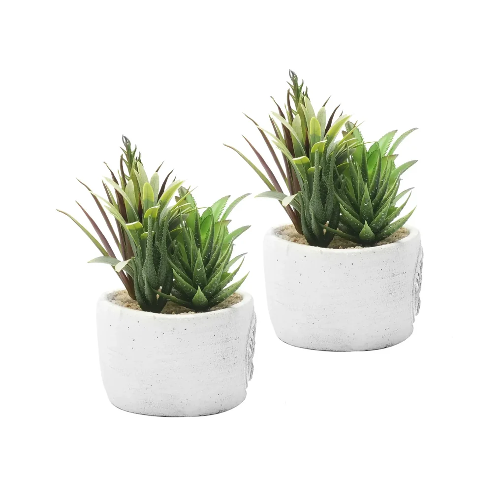 Artificial flower succulents set of 2 "Welcome"