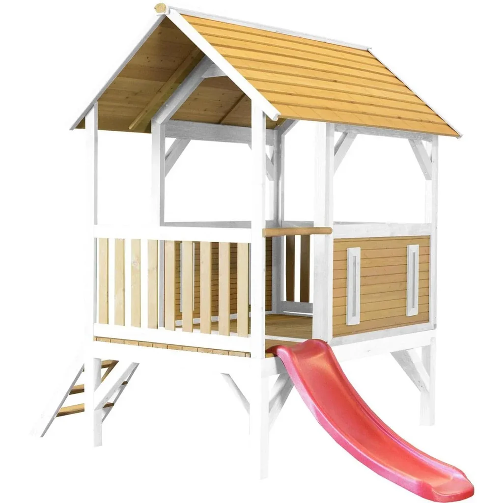 Akela Playhouse Brown/White - Red Slide