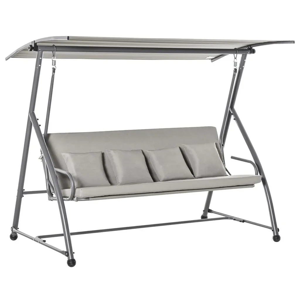 3-seater Hollywood swing rocking chair 2-in-1 garden lounger with sunroof angle adjustable steel polyester outdoor Hel