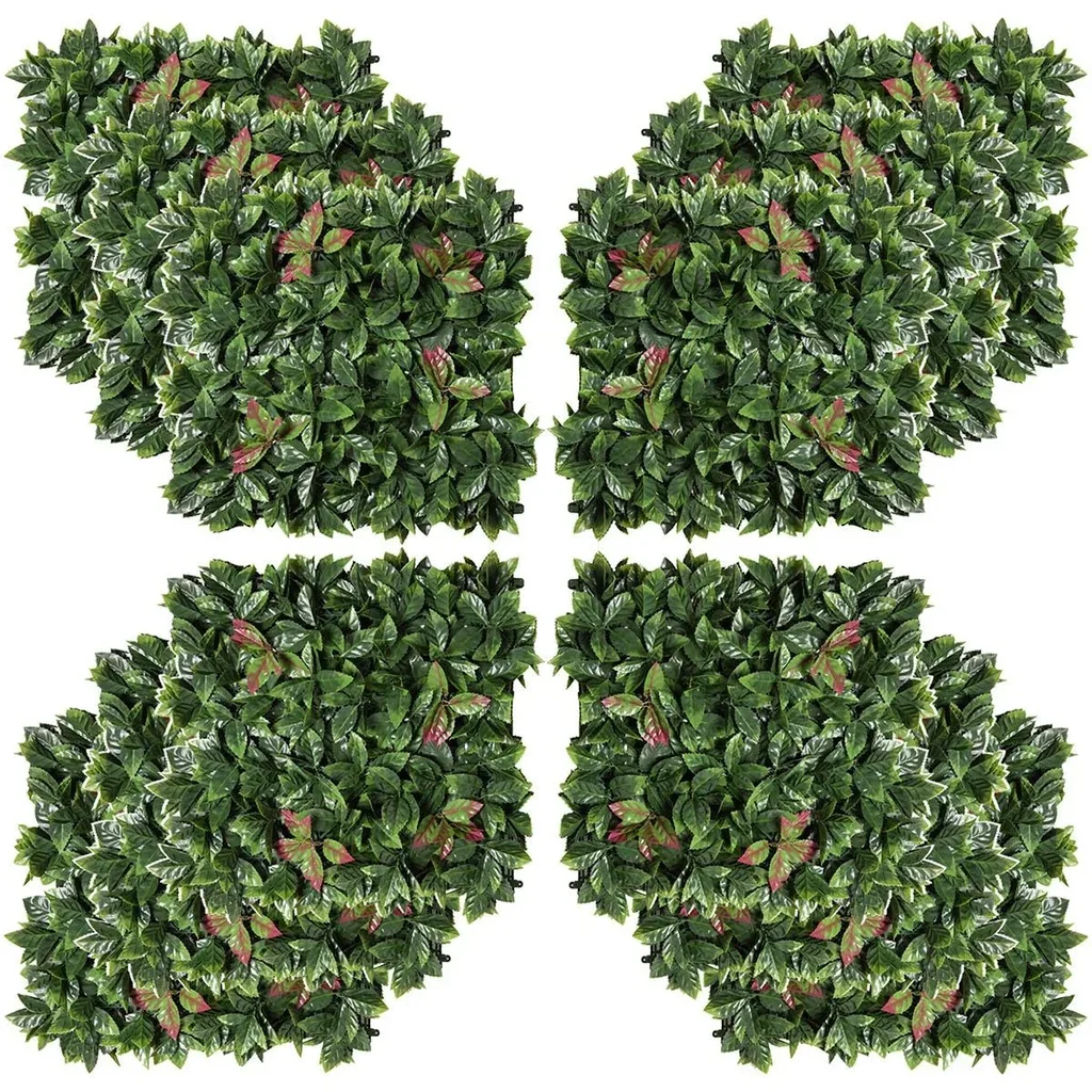 12 pieces artificial plant wall hedge 50x50 cm UV protection privacy screen cotoneaster design hedge plant for garden outdoor