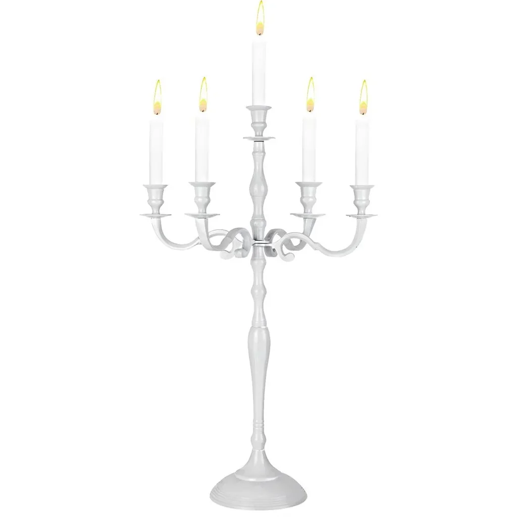 Candlestick white aluminum nickel-plated 60cm 5-armed
