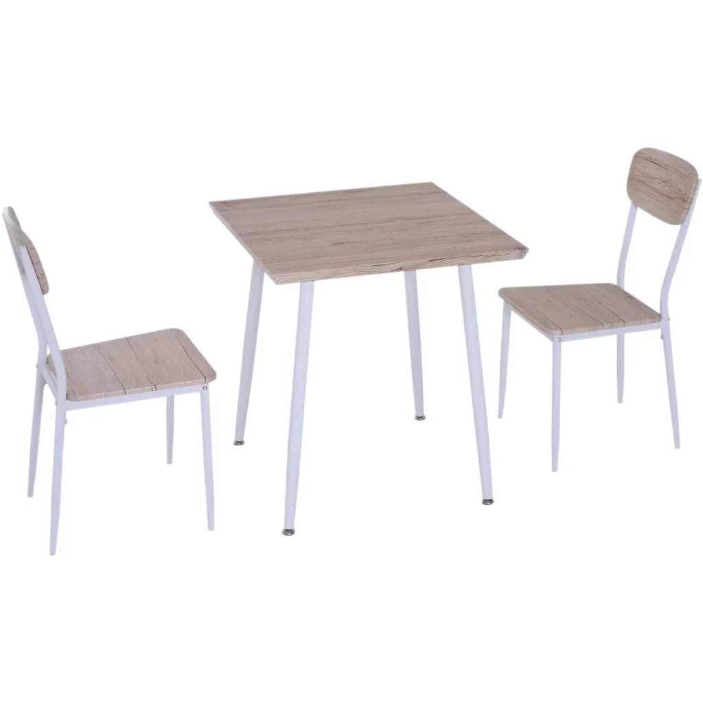3-piece dining set, dining table set, wooden table, natural wood grain with 1 table + 2 chairs