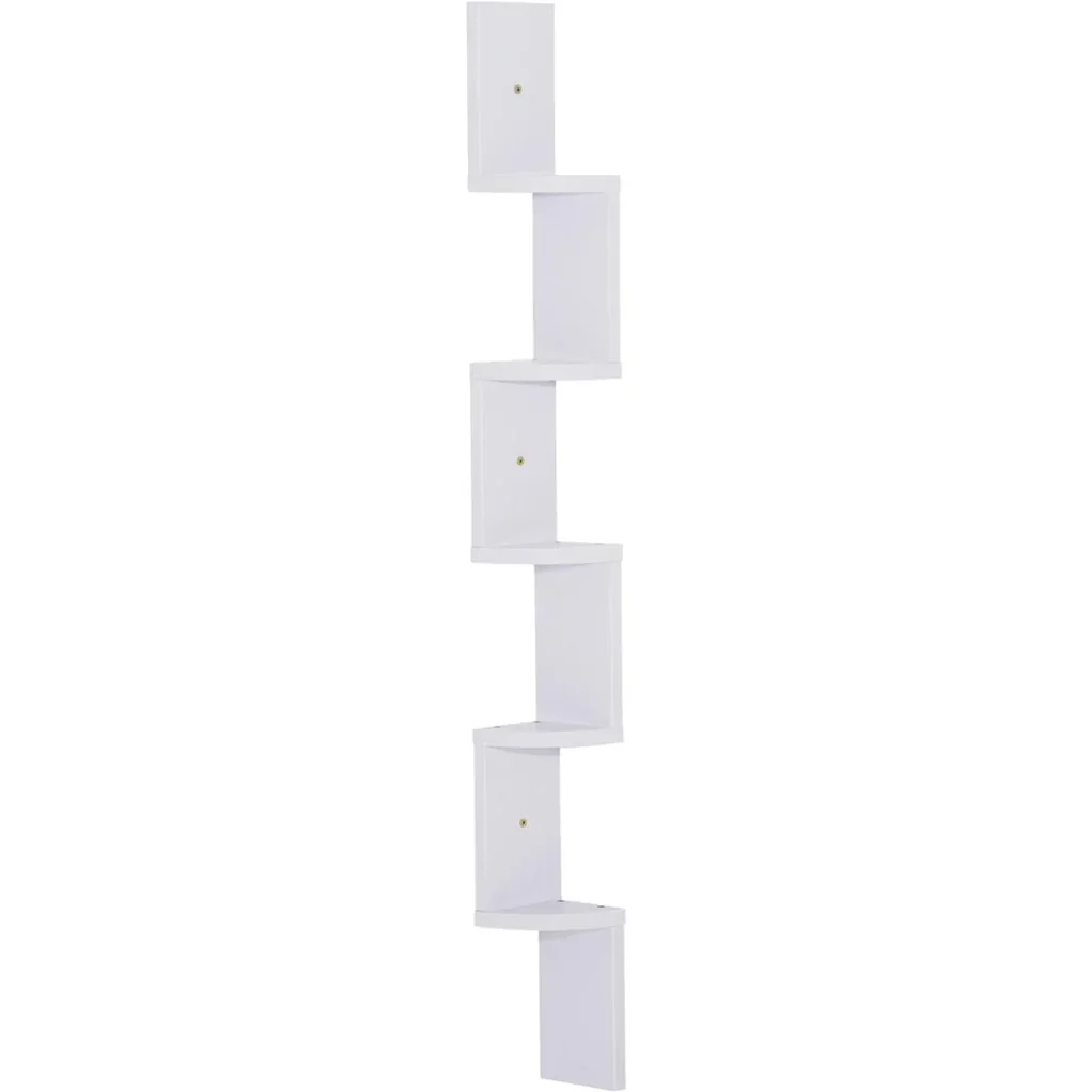 Corner shelf with 5 storage compartments