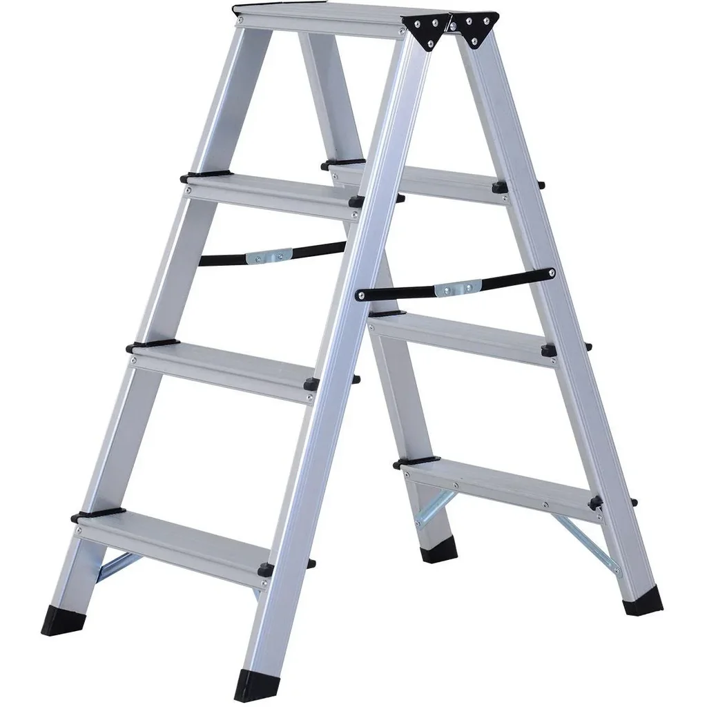 Stepladder with 4 steps silver