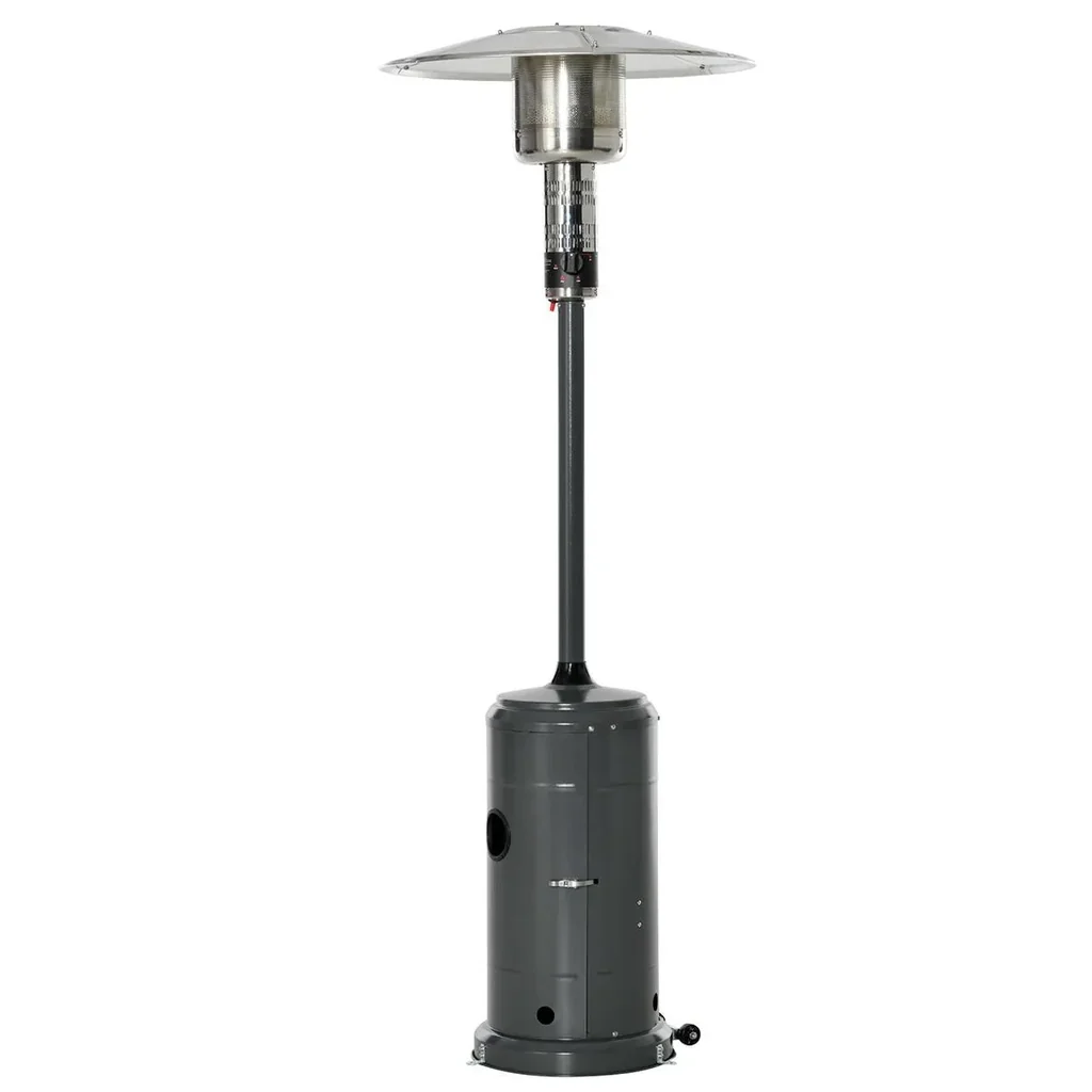 Patio heater with rotary knob wheels Patio heater with automatic safety shutdown rollable gas