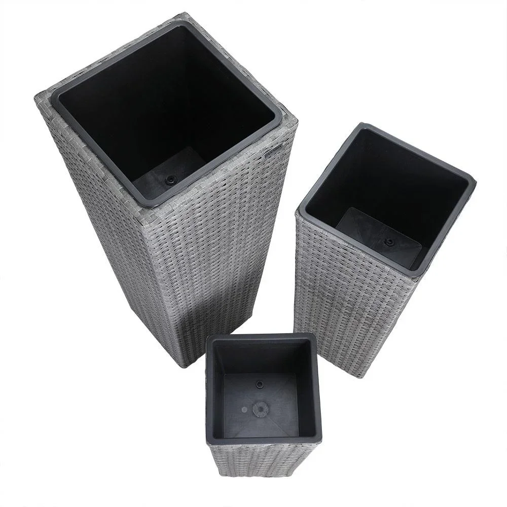 Flower pots - 3 pieces - polyrattan