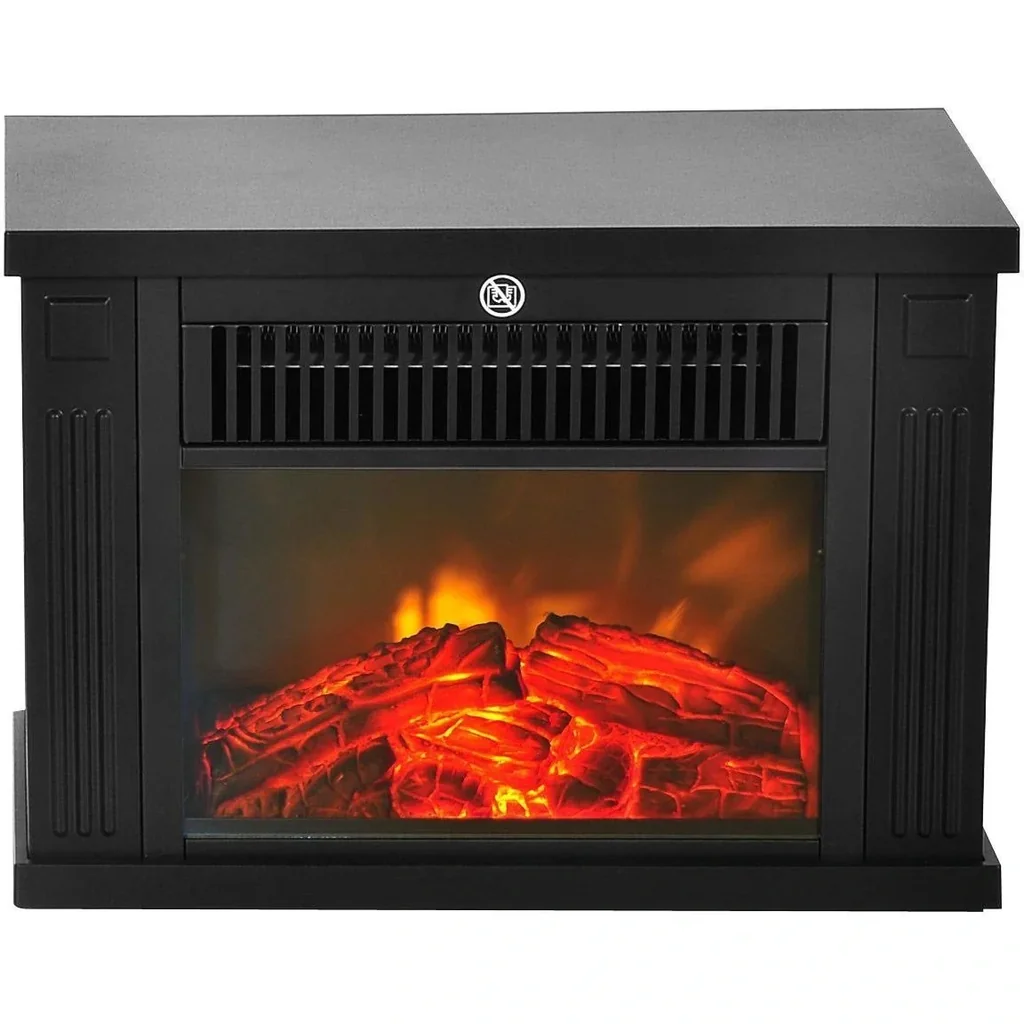 Electric fireplace freestanding fireplace 1200 Watt compact black