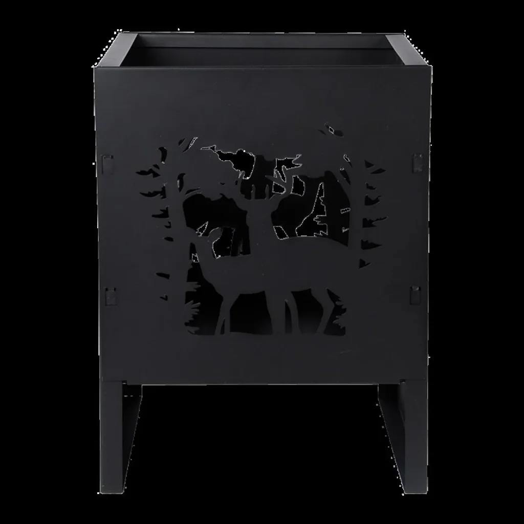 Square fire basket with deer