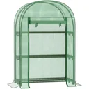 Plastic greenhouse balcony with 3 shelves, mini greenhouse, tomato house, plant house, cold frame, metal, green, 80 x 49 x 120 cm