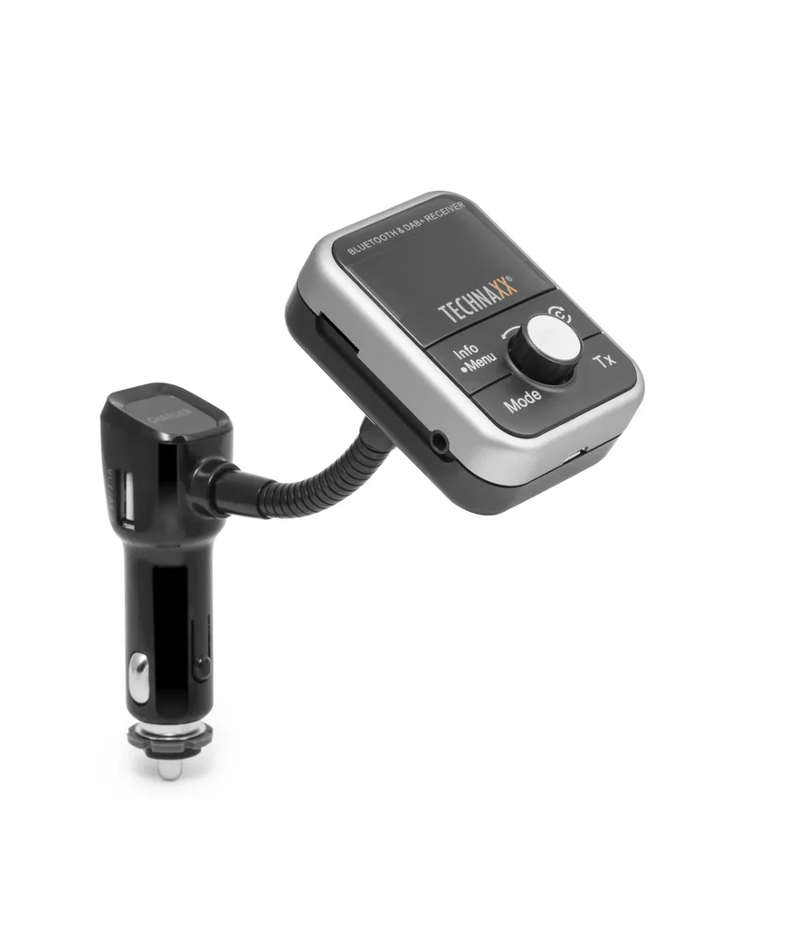DAB+ and FM Bluetooth transmitter with hands-free function, charging function, radio and MP3 player