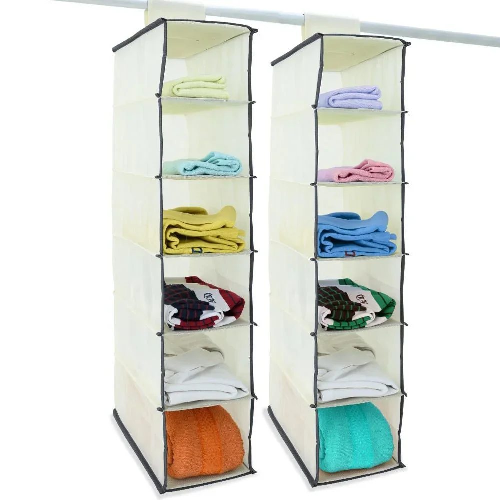 2x coat hangers with 6 compartments in beige/anthracite