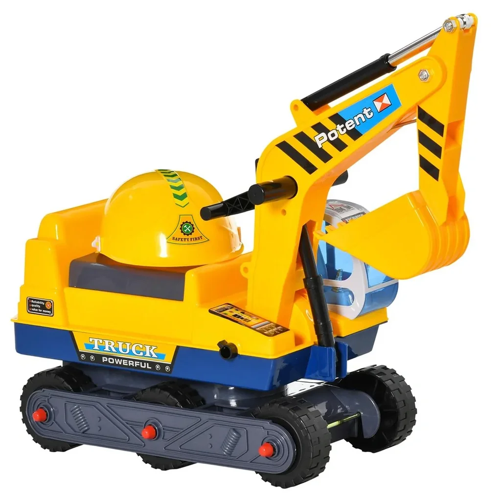 Children's excavator seat excavator for toddlers ride-on children's excavator seat with built-in storage compartment balance bike with protective helmet dre