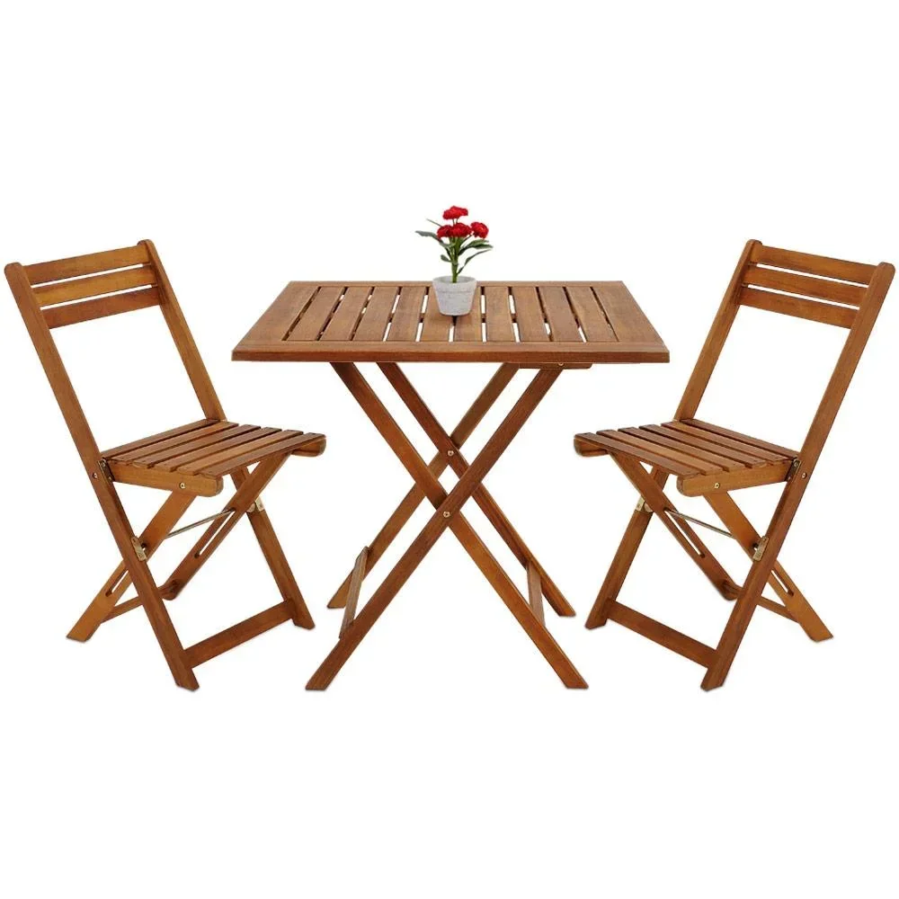 3-piece acacia wood balcony set.