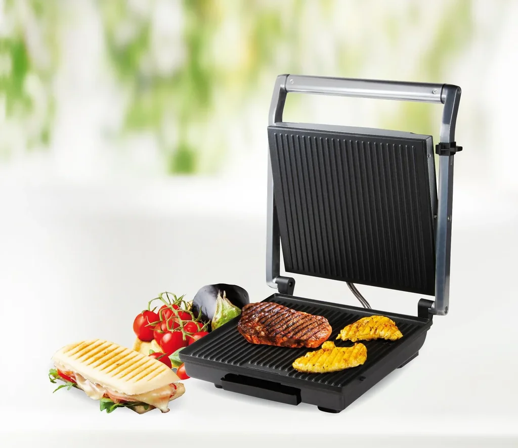 Multi contact grill, 2000 watts stainless steel housing - Multi electric grill - Panini grill