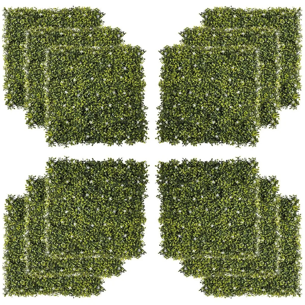 12 pieces artificial plant wall hedge 50x50 cm UV protection privacy screen Milanese grass design hedge plant for garden Ou
