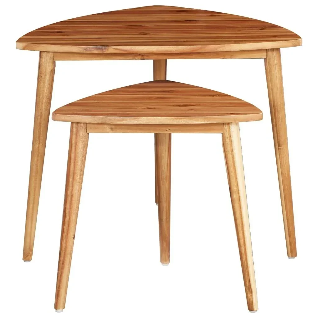 2 pieces table solid acacia wood