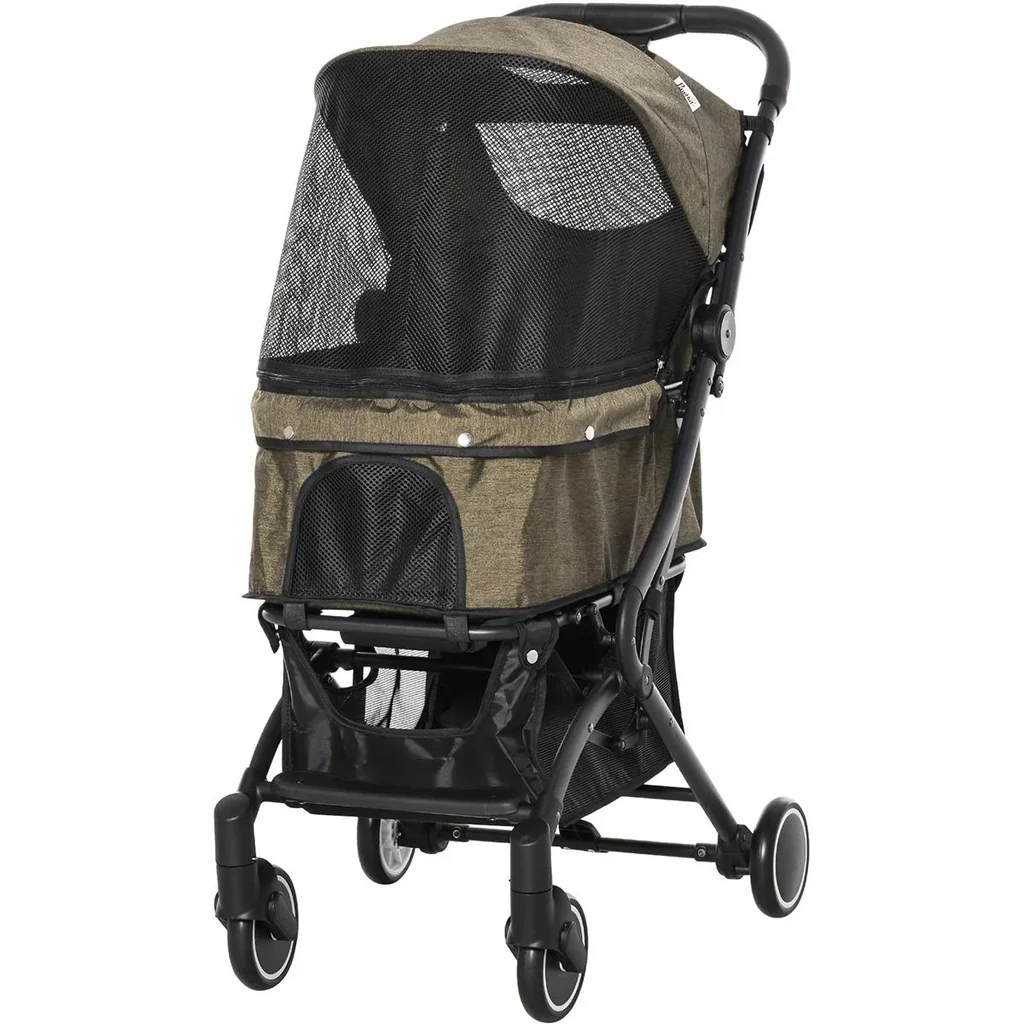 Pet buggy with folding function brown, black