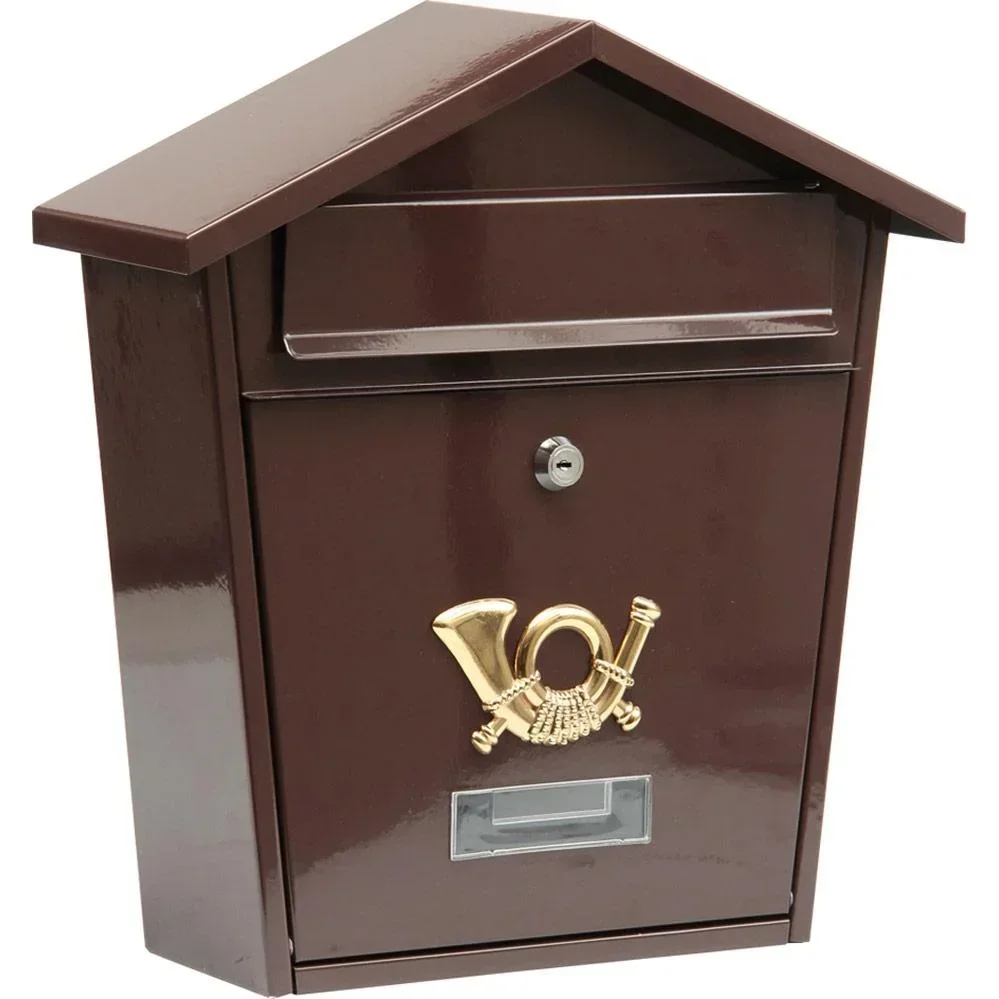 Brown mailbox with 2 keys - 380x320x105 mm