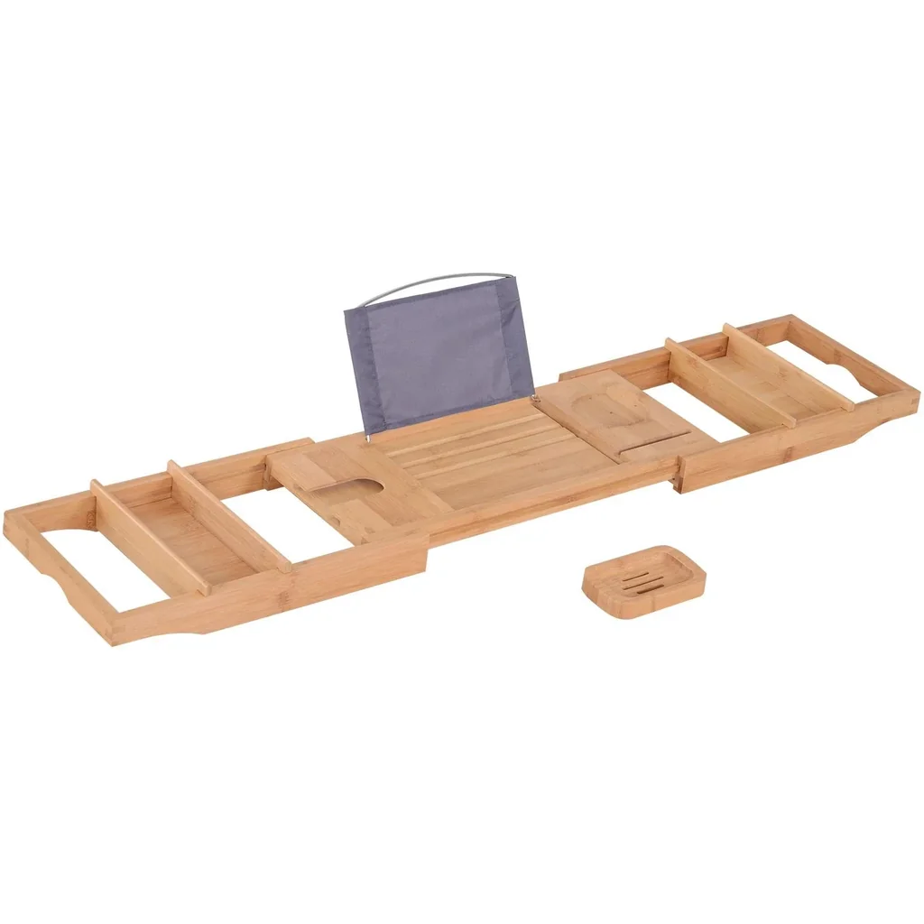 Bathtub shelf Bathtub shelf adjustable in size Bamboo Natural (73.5 108) x 17 x 5 cm