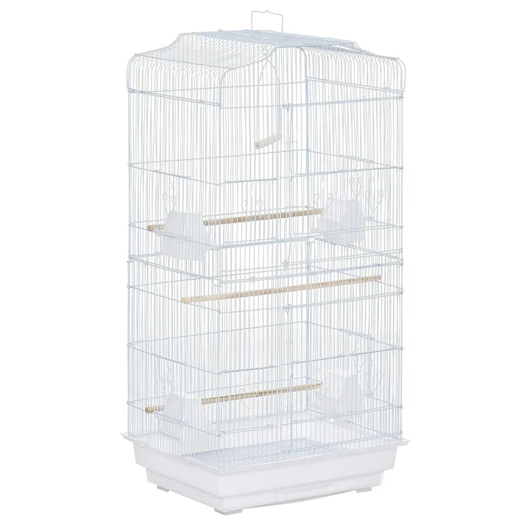 Bird cage bird house bird aviary for parrot budgie bird builder with removable bottom tray white 47.5 x 36 x 91
