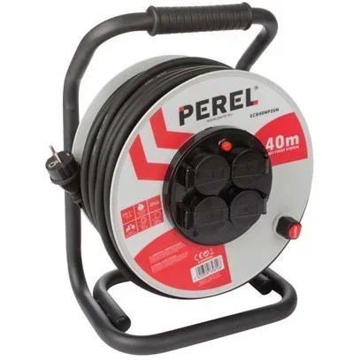 PROFESSIONAL CABLE REEL WITH 'ANTI-TWIST' SYSTEM - NEOPRENE - 40 m - 3G2.5 - 4 SOCKETS - PROTECTIVE CONTACT (FRENCH SYSTEM
