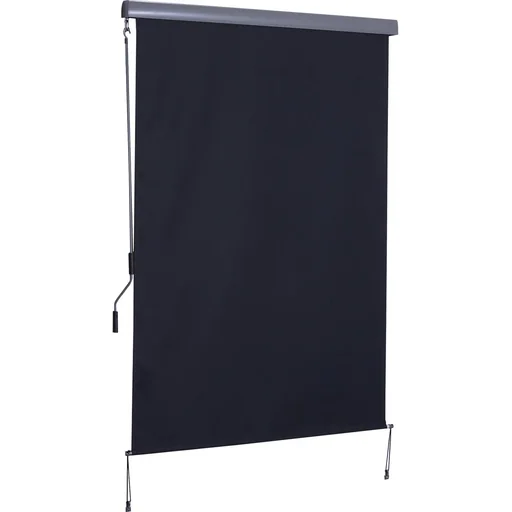 "Wind protection sun protection side blind privacy screen with hand crank polyester + aluminum gray 140 x 200 cm image"