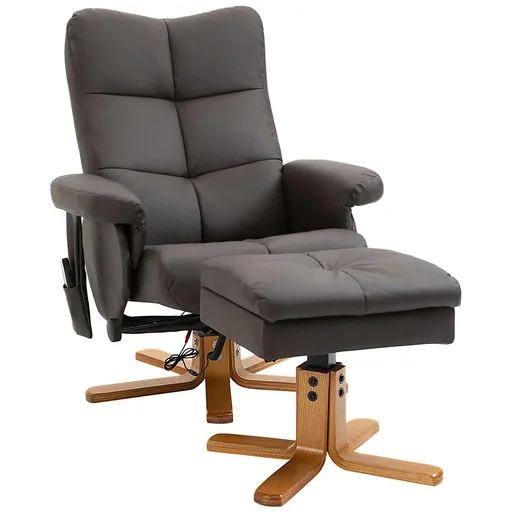 "Massage chair with footstool | Relaxing chair | Brown | 80 x 86 x 99 cm image"