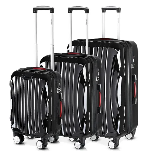 "Hard-shell suitcase set Ikarus black M/L/XL image"
