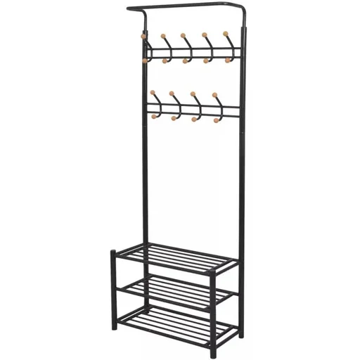 "Coat rack with shoe rack 68x32x182.5 cm black image"
