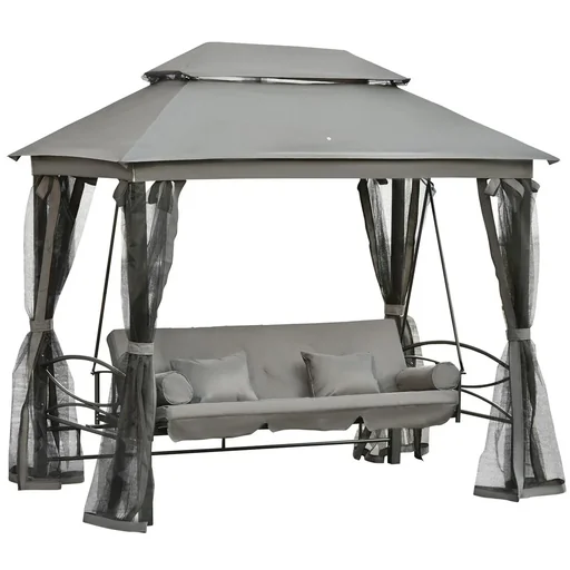 "Hollywood swing garden swing with side walls 3-seater dark grey 256 x 172 x 248 cm image"