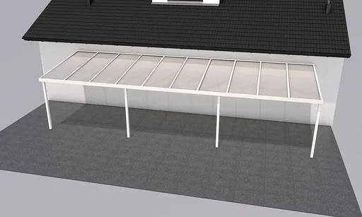 "Patio roof Premium, white, 10140 x 3060 mm - Polycarbonate multi-wall sheets 16 mm, white striped image"