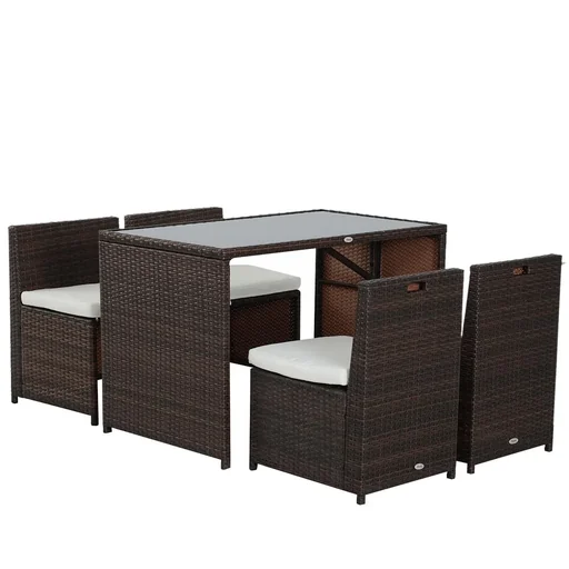 "Polyrattan set as a 5-piece set brown/cream white image"