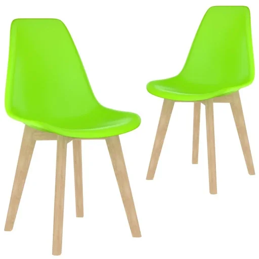 "2-piece dining room chairs, green plastic image"