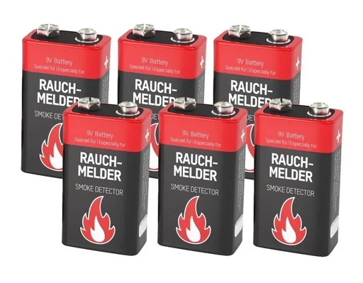 "Alkaline 9V block smoke detector battery - 6 pieces image"