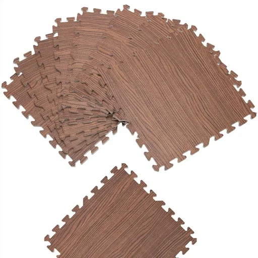 "Floor protection / puzzle mat 8 pieces - brown wood look 172x87x1cm image"