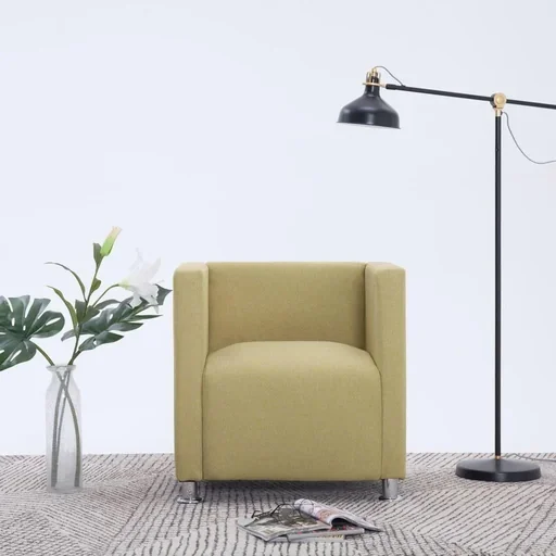 "Armchair cube fabric green image"
