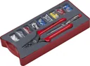 Insulated wire end ferrules assortment with pliers and screwdriver