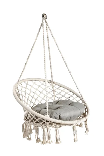 "BARBUDA hanging chair with cushion, steel / cotton/polyester, white image"